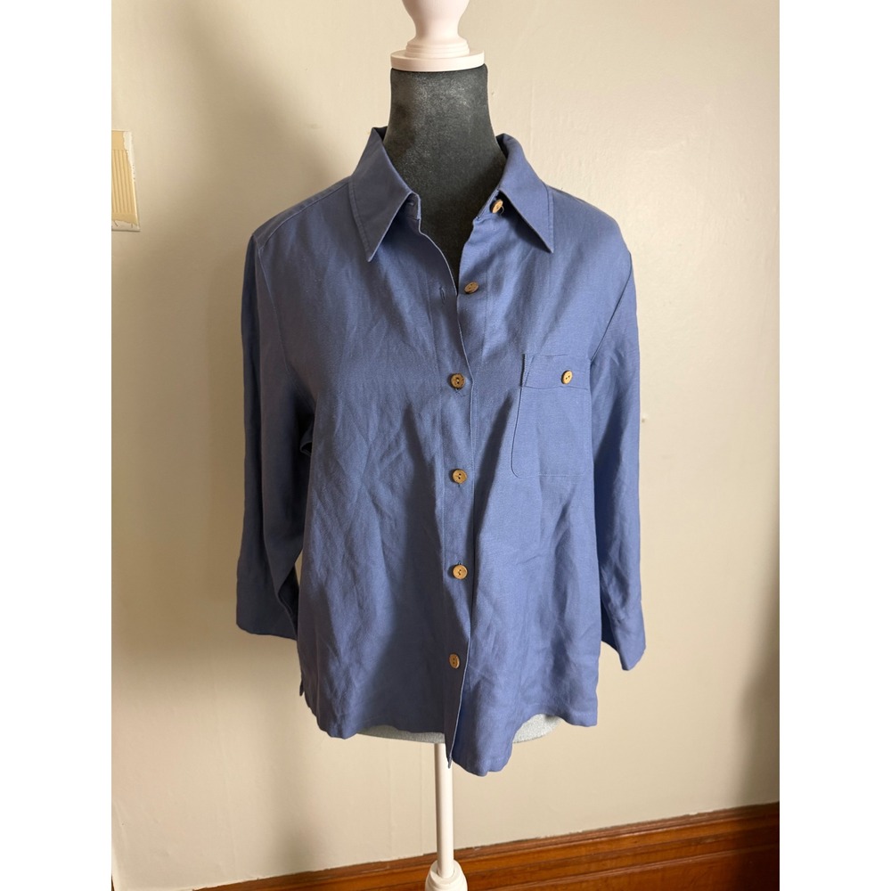 Crazy‎ Horse capsule Linen Blend Button Shirt boxy lagenlook euro summer coastal
